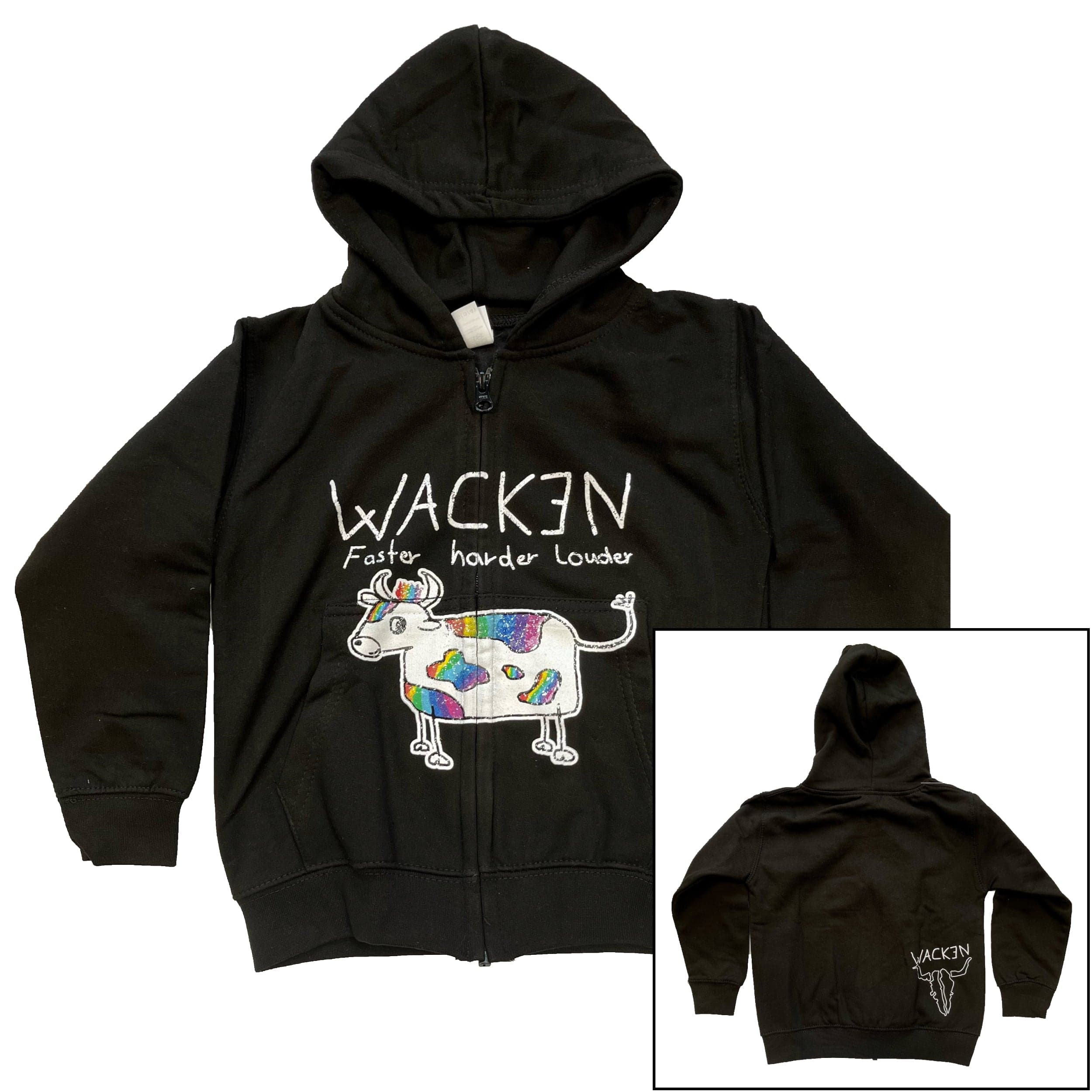 W:O:A - Kids HoodZip - Rainbow Cow black