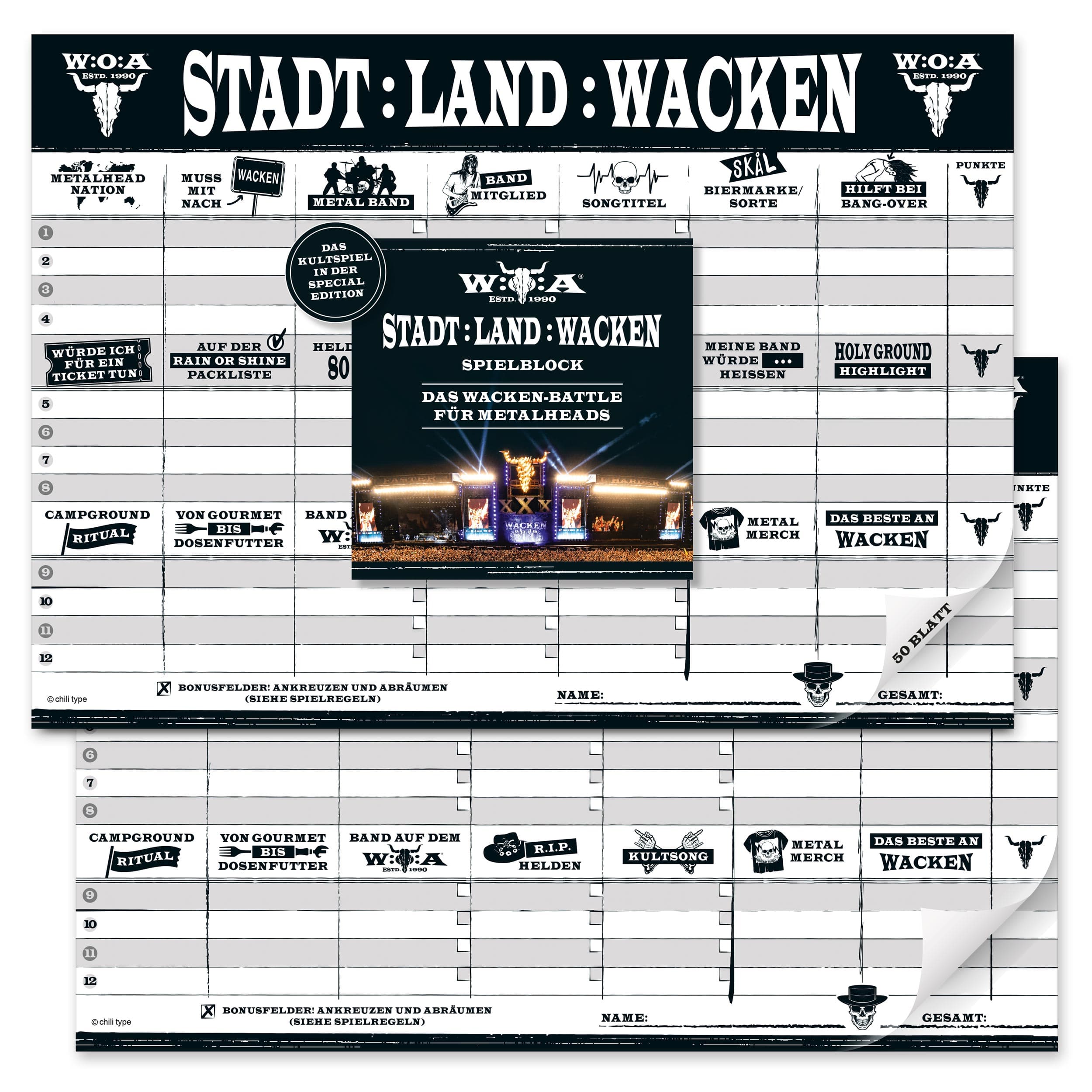 W:O:A - Stadt Land Wacken - Wissensspiel