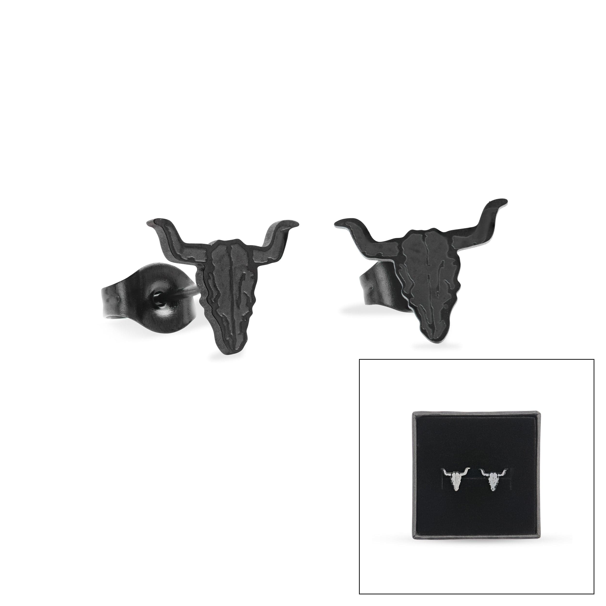 W:O:A - Ohrstecker 2er Set - Bullhead schwarz